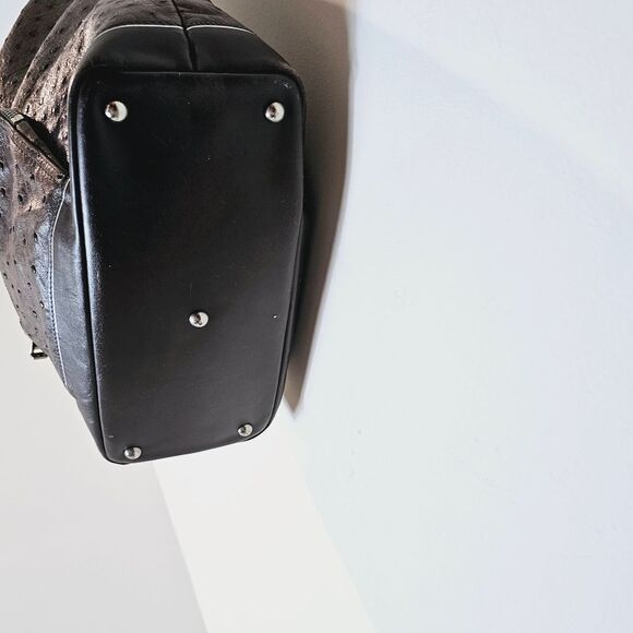 Longchamp Legende Hobo Brown Ostrich Embossed Bag Top Handle Carry Handbag - Picture 3 of 16